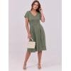 imageANRABESS Women Summer Dress Casual Short Sleeve V Neck ALine Knee Length Pleated Flowy 2025 Fashion Midi Dresses with PocketArmy Green