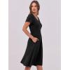 imageANRABESS Women Summer Dress Casual Short Sleeve V Neck ALine Knee Length Pleated Flowy 2025 Fashion Midi Dresses with PocketBlack