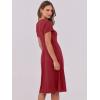 imageANRABESS Women Summer Dress Casual Short Sleeve V Neck ALine Knee Length Pleated Flowy 2025 Fashion Midi Dresses with PocketBurgundy