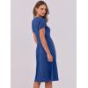 imageANRABESS Women Summer Dress Casual Short Sleeve V Neck ALine Knee Length Pleated Flowy 2025 Fashion Midi Dresses with PocketDark Blue