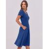 imageANRABESS Women Summer Dress Casual Short Sleeve V Neck ALine Knee Length Pleated Flowy 2025 Fashion Midi Dresses with PocketDark Blue