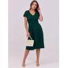 imageANRABESS Women Summer Dress Casual Short Sleeve V Neck ALine Knee Length Pleated Flowy 2025 Fashion Midi Dresses with PocketDark Green