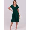 imageANRABESS Women Summer Dress Casual Short Sleeve V Neck ALine Knee Length Pleated Flowy 2025 Fashion Midi Dresses with PocketDark Green
