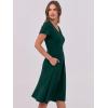 imageANRABESS Women Summer Dress Casual Short Sleeve V Neck ALine Knee Length Pleated Flowy 2025 Fashion Midi Dresses with PocketDark Green