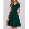 imageANRABESS Women Summer Dress Casual Short Sleeve V Neck ALine Knee Length Pleated Flowy 2025 Fashion Midi Dresses with PocketDark Green