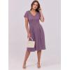 imageANRABESS Women Summer Dress Casual Short Sleeve V Neck ALine Knee Length Pleated Flowy 2025 Fashion Midi Dresses with PocketDark Purple