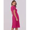 imageANRABESS Women Summer Dress Casual Short Sleeve V Neck ALine Knee Length Pleated Flowy 2025 Fashion Midi Dresses with PocketHot Pink
