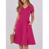imageANRABESS Women Summer Dress Casual Short Sleeve V Neck ALine Knee Length Pleated Flowy 2025 Fashion Midi Dresses with PocketHot Pink