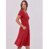 imageANRABESS Women Summer Dress Casual Short Sleeve V Neck ALine Knee Length Pleated Flowy 2025 Fashion Midi Dresses with PocketRed