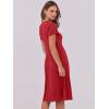 imageANRABESS Women Summer Dress Casual Short Sleeve V Neck ALine Knee Length Pleated Flowy 2025 Fashion Midi Dresses with PocketRed