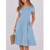 imageANRABESS Women Summer Dress Casual Short Sleeve V Neck ALine Knee Length Pleated Flowy 2025 Fashion Midi Dresses with PocketSky Blue