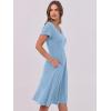 imageANRABESS Women Summer Dress Casual Short Sleeve V Neck ALine Knee Length Pleated Flowy 2025 Fashion Midi Dresses with PocketSky Blue