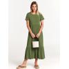 imageANRABESS Womens 2025 Summer Casual Maxi Dress A line Tiered Flowy Short Sleeve Crewneck T Shirt Beach Travel Long DressesArmy Green
