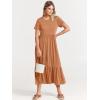 imageANRABESS Womens 2025 Summer Casual Maxi Dress A line Tiered Flowy Short Sleeve Crewneck T Shirt Beach Travel Long DressesBrown