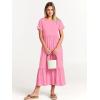 imageANRABESS Womens 2025 Summer Casual Maxi Dress A line Tiered Flowy Short Sleeve Crewneck T Shirt Beach Travel Long DressesPink