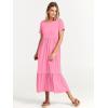 imageANRABESS Womens 2025 Summer Casual Maxi Dress A line Tiered Flowy Short Sleeve Crewneck T Shirt Beach Travel Long DressesPink