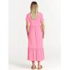 imageANRABESS Womens 2025 Summer Casual Maxi Dress A line Tiered Flowy Short Sleeve Crewneck T Shirt Beach Travel Long DressesPink