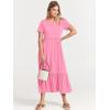 imageANRABESS Womens 2025 Summer Casual Maxi Dress A line Tiered Flowy Short Sleeve Crewneck T Shirt Beach Travel Long DressesPink