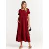 imageANRABESS Womens 2025 Summer Casual Maxi Dress A line Tiered Flowy Short Sleeve Crewneck T Shirt Beach Travel Long DressesWine Red
