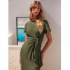 imageANRABESS Womens 2025 Summer Maxi Tshirt Dress Short Sleeve Crewneck Tie Waist Casual Slim Fit Slit Spring Long Beach DressesArmy Green