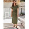 imageANRABESS Womens 2025 Summer Maxi Tshirt Dress Short Sleeve Crewneck Tie Waist Casual Slim Fit Slit Spring Long Beach DressesArmy Green