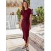 imageANRABESS Womens 2025 Summer Maxi Tshirt Dress Short Sleeve Crewneck Tie Waist Casual Slim Fit Slit Spring Long Beach DressesBurgundy