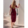 imageANRABESS Womens 2025 Summer Maxi Tshirt Dress Short Sleeve Crewneck Tie Waist Casual Slim Fit Slit Spring Long Beach DressesBurgundy