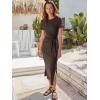 imageANRABESS Womens 2025 Summer Maxi Tshirt Dress Short Sleeve Crewneck Tie Waist Casual Slim Fit Slit Spring Long Beach DressesCoffee