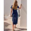 imageANRABESS Womens 2025 Summer Maxi Tshirt Dress Short Sleeve Crewneck Tie Waist Casual Slim Fit Slit Spring Long Beach DressesDeep Blue