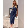 imageANRABESS Womens 2025 Summer Maxi Tshirt Dress Short Sleeve Crewneck Tie Waist Casual Slim Fit Slit Spring Long Beach DressesDeep Blue