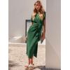 imageANRABESS Womens 2025 Summer Maxi Tshirt Dress Short Sleeve Crewneck Tie Waist Casual Slim Fit Slit Spring Long Beach DressesDeep Green