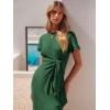 imageANRABESS Womens 2025 Summer Maxi Tshirt Dress Short Sleeve Crewneck Tie Waist Casual Slim Fit Slit Spring Long Beach DressesDeep Green