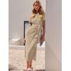 imageANRABESS Womens 2025 Summer Maxi Tshirt Dress Short Sleeve Crewneck Tie Waist Casual Slim Fit Slit Spring Long Beach DressesKhaki