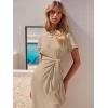 imageANRABESS Womens 2025 Summer Maxi Tshirt Dress Short Sleeve Crewneck Tie Waist Casual Slim Fit Slit Spring Long Beach DressesKhaki