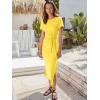 imageANRABESS Womens 2025 Summer Maxi Tshirt Dress Short Sleeve Crewneck Tie Waist Casual Slim Fit Slit Spring Long Beach DressesMustard Yellow