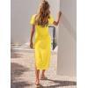 imageANRABESS Womens 2025 Summer Maxi Tshirt Dress Short Sleeve Crewneck Tie Waist Casual Slim Fit Slit Spring Long Beach DressesMustard Yellow