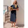 imageANRABESS Womens 2025 Summer Maxi Tshirt Dress Short Sleeve Crewneck Tie Waist Casual Slim Fit Slit Spring Long Beach DressesNavy Blue