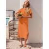 imageANRABESS Womens 2025 Summer Maxi Tshirt Dress Short Sleeve Crewneck Tie Waist Casual Slim Fit Slit Spring Long Beach DressesOrange