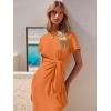imageANRABESS Womens 2025 Summer Maxi Tshirt Dress Short Sleeve Crewneck Tie Waist Casual Slim Fit Slit Spring Long Beach DressesOrange
