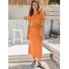 imageANRABESS Womens 2025 Summer Maxi Tshirt Dress Short Sleeve Crewneck Tie Waist Casual Slim Fit Slit Spring Long Beach DressesOrange