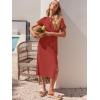 imageANRABESS Womens 2025 Summer Maxi Tshirt Dress Short Sleeve Crewneck Tie Waist Casual Slim Fit Slit Spring Long Beach DressesOrange Rust