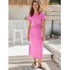 imageANRABESS Womens 2025 Summer Maxi Tshirt Dress Short Sleeve Crewneck Tie Waist Casual Slim Fit Slit Spring Long Beach DressesPink