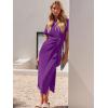 imageANRABESS Womens 2025 Summer Maxi Tshirt Dress Short Sleeve Crewneck Tie Waist Casual Slim Fit Slit Spring Long Beach DressesPurple
