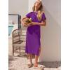 imageANRABESS Womens 2025 Summer Maxi Tshirt Dress Short Sleeve Crewneck Tie Waist Casual Slim Fit Slit Spring Long Beach DressesPurple