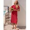 imageANRABESS Womens 2025 Summer Maxi Tshirt Dress Short Sleeve Crewneck Tie Waist Casual Slim Fit Slit Spring Long Beach DressesRed