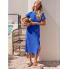 imageANRABESS Womens 2025 Summer Maxi Tshirt Dress Short Sleeve Crewneck Tie Waist Casual Slim Fit Slit Spring Long Beach DressesRoyal Blue