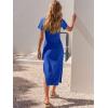 imageANRABESS Womens 2025 Summer Maxi Tshirt Dress Short Sleeve Crewneck Tie Waist Casual Slim Fit Slit Spring Long Beach DressesRoyal Blue