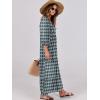 imageANRABESS Womens Boho Maxi Dresses 2025 Summer V Neck Puff Sleeve Floral Flowy Swing Fall Casual Long DressDark Green