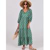 imageANRABESS Womens Boho Maxi Dresses 2025 Summer V Neck Puff Sleeve Floral Flowy Swing Fall Casual Long DressGreen