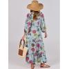 imageANRABESS Womens Boho Maxi Dresses 2025 Summer V Neck Puff Sleeve Floral Flowy Swing Fall Casual Long DressGreen Floral